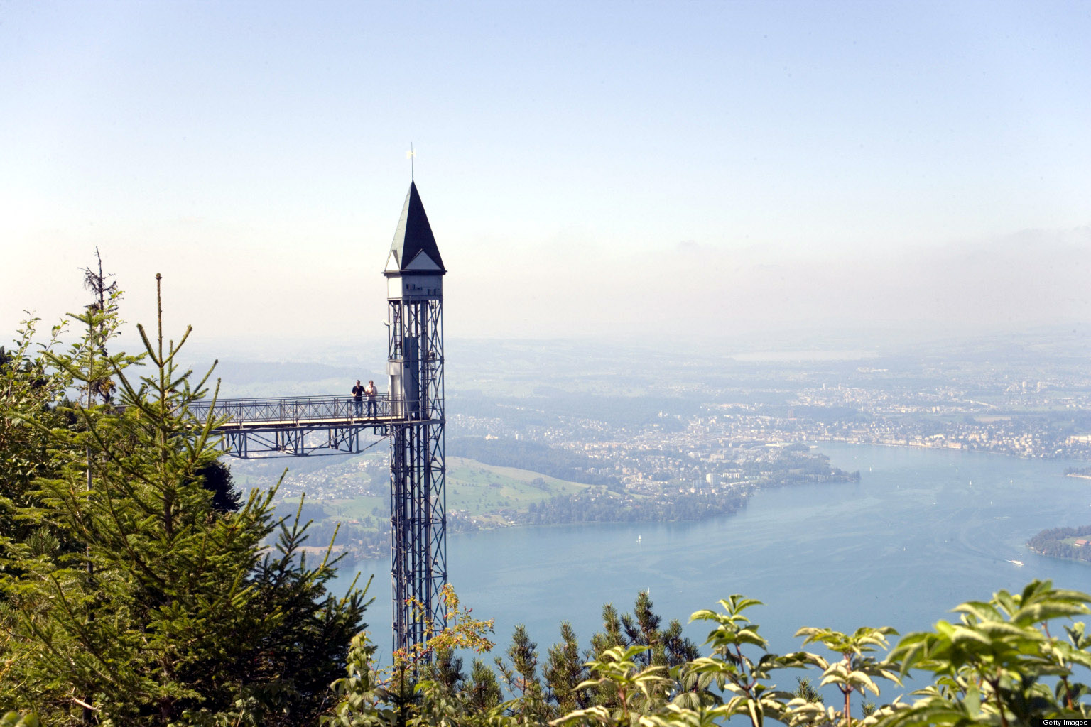 Hammetschwand Elevator (153 m, highest exterior elevator of Europe), Buergenstock (1128 m), Buergenstock, Canton Nidwalden, Switzerland